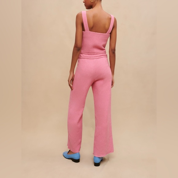 Maje Pink Tweed Wide-Leg Jumpsuit (Pant Suit) Size 38 / US 6 NWOT - Picture 5 of 10